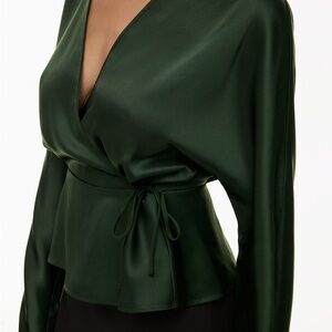 Wilfred Black Satin Wrap Blouse